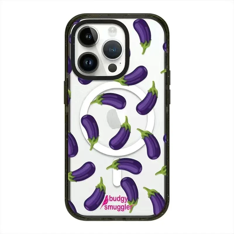 MagSafe Acrylic Cartoon Duck Eggplant Phone Case Cover for IPhone 11 12 13 14 15 Pro Max Case for IPhone 15 Pro Max