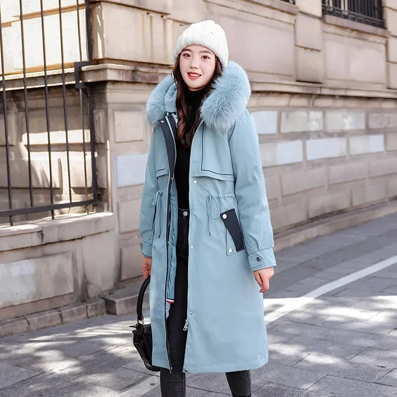 

Detachable Three Wear New Winter Pie to Overcome Long Cotton Coat Over The Knee Thickened Trench Coat Winter Fur Coat Women Wear