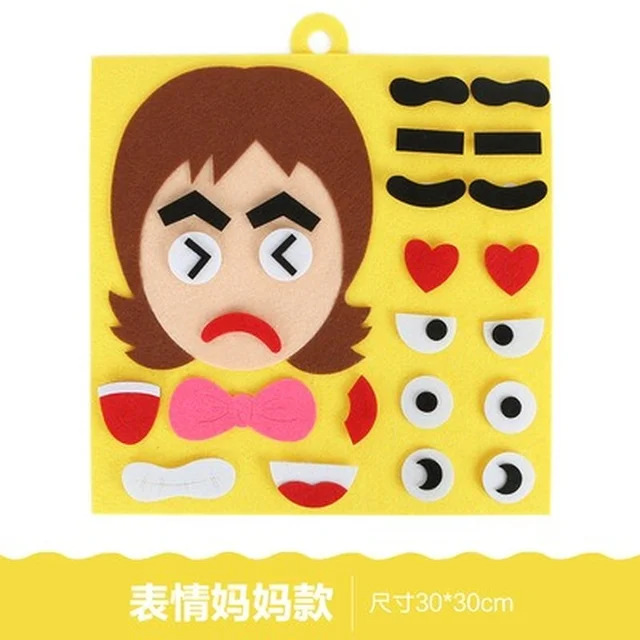 Kid Learning Toys Children's Puzzle Non-woven Handmade Material Facial Features Change Expression Stickers Play Teaching Aids 5