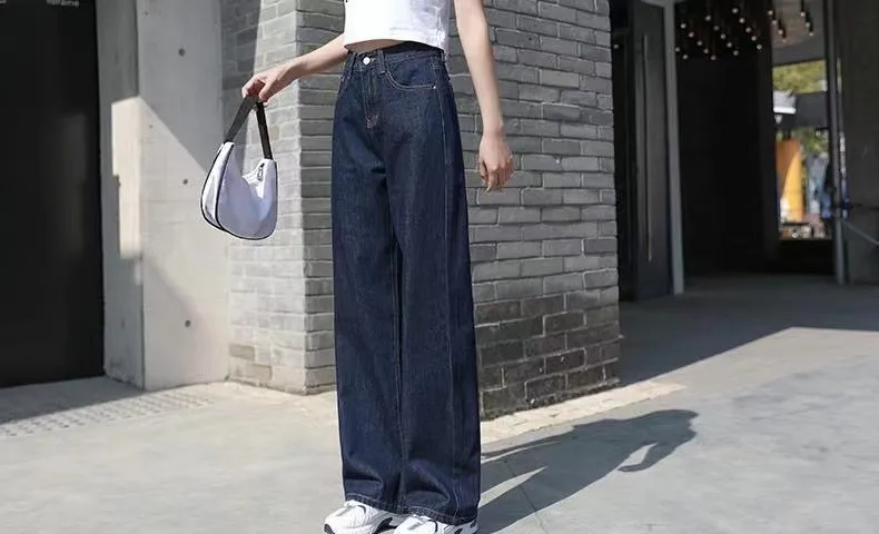 Women's Jeans High Waist Wide Leg Denim Trousers 2022 Spring Streetwear Baggy Trouser Casual Mom Straight Denim Pants paige jeans