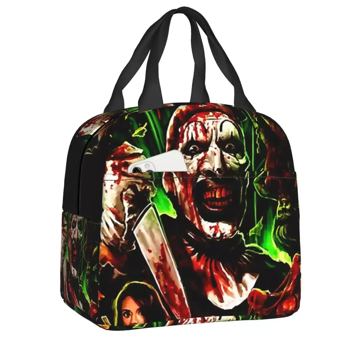 

Новинка 2023, теплоизолированный Ланч-бокс для Хэллоуина с терьерами, кино-искусством, ужасом, водостойкий термобокс для обеда, для работы и школы