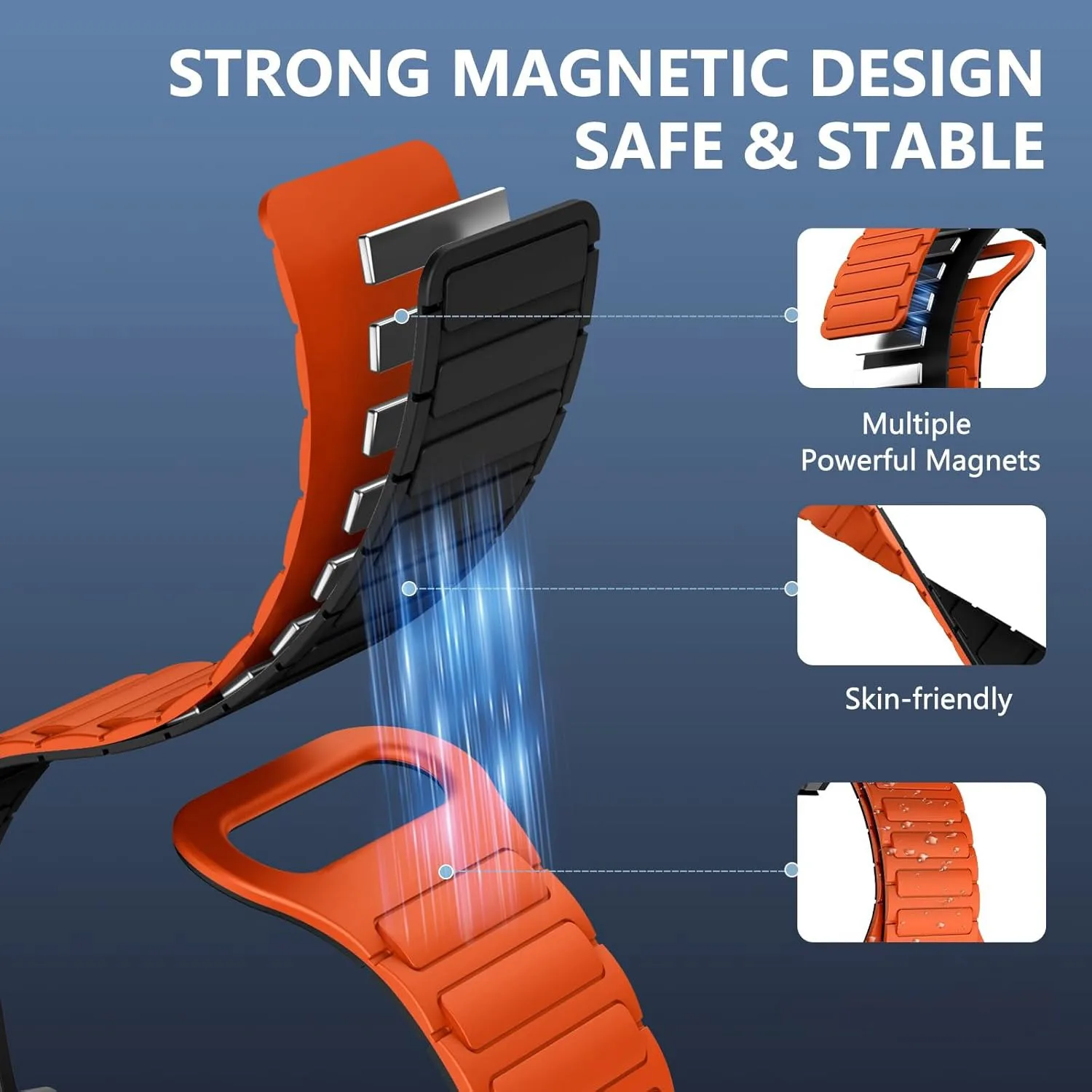 Magnetic Silicone QuickFit Strap - Available in 20mm, 22mm, 26mm Sizes