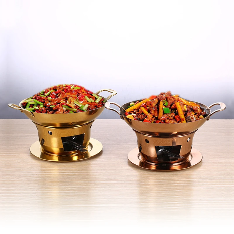 Dry boiler Commercial solid fuel boiler Golden alcohol furnace Chafing dish buffet Korean pot Thickened stainless steel hot pot dry boiler