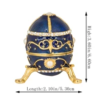QIFU Blue Faberge Egg Metal Craft Trinket Box for Home Decor 1