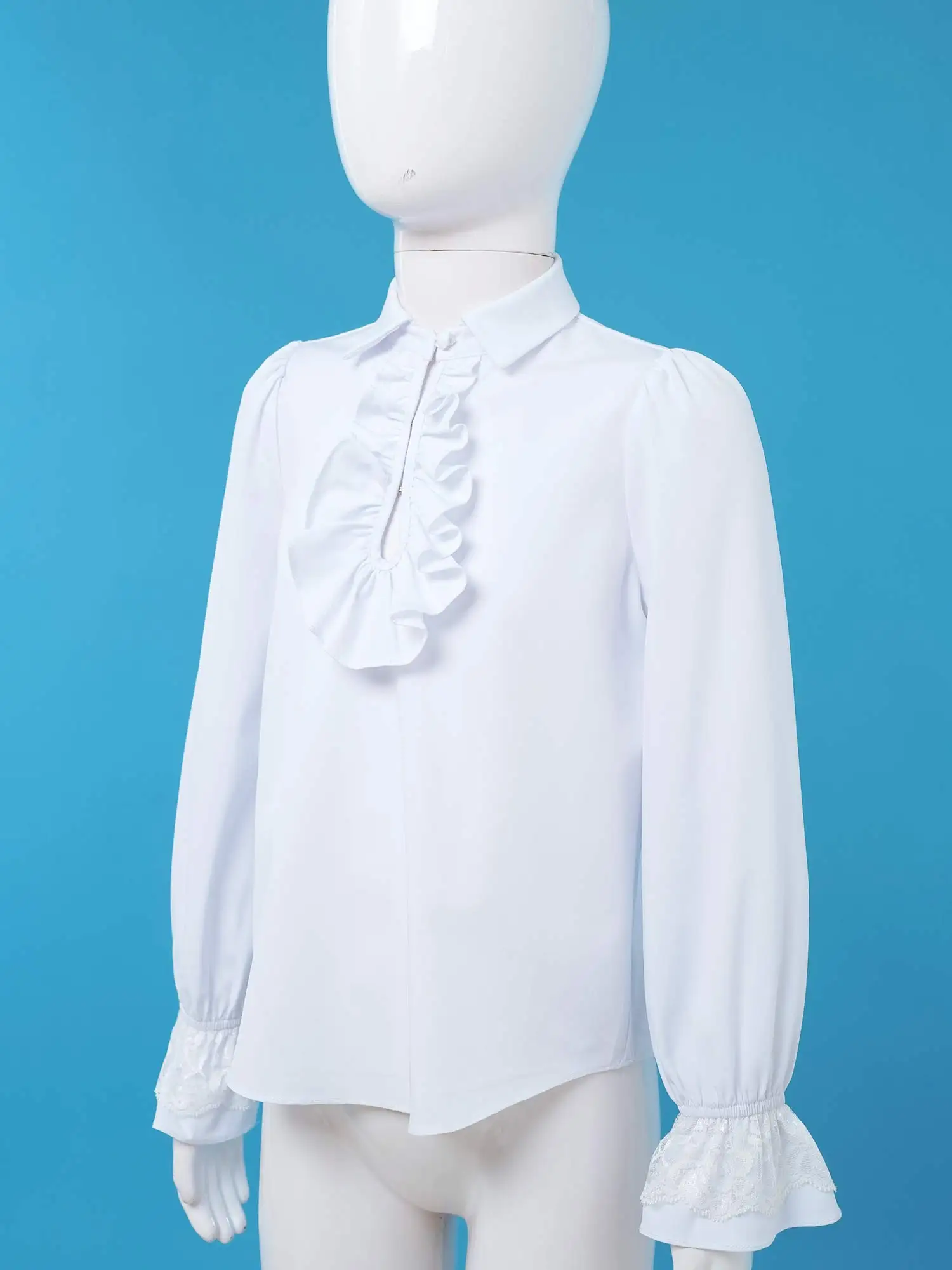 Kids Boys Vintage Ruffle Shirt Long Sleeve Formal Shirts Renaissance Victorian Medieval Pirate Theme Party Cosplay Costume Boys Long Sleeve Shirts