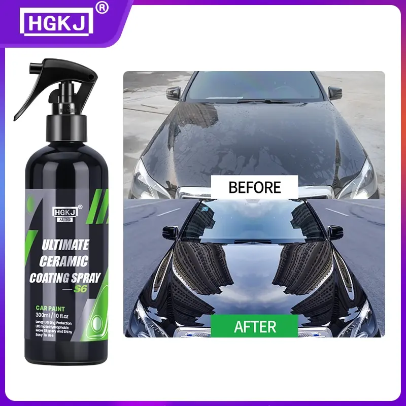 Ceramic Coating Spray HGKJ S6 Ultimate Ceramic Coating Spray Hydrophobic High Gloss Paint Protection 9H Nano Top Long Lasting Wax Car Care Detail