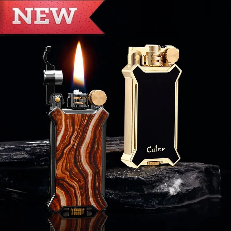 

2023 Latest Metal Resin Craft Kerosene Lighter Open Flame Sand Wheel Ignition Portable Men's Exclusive High-End Creative Gifts