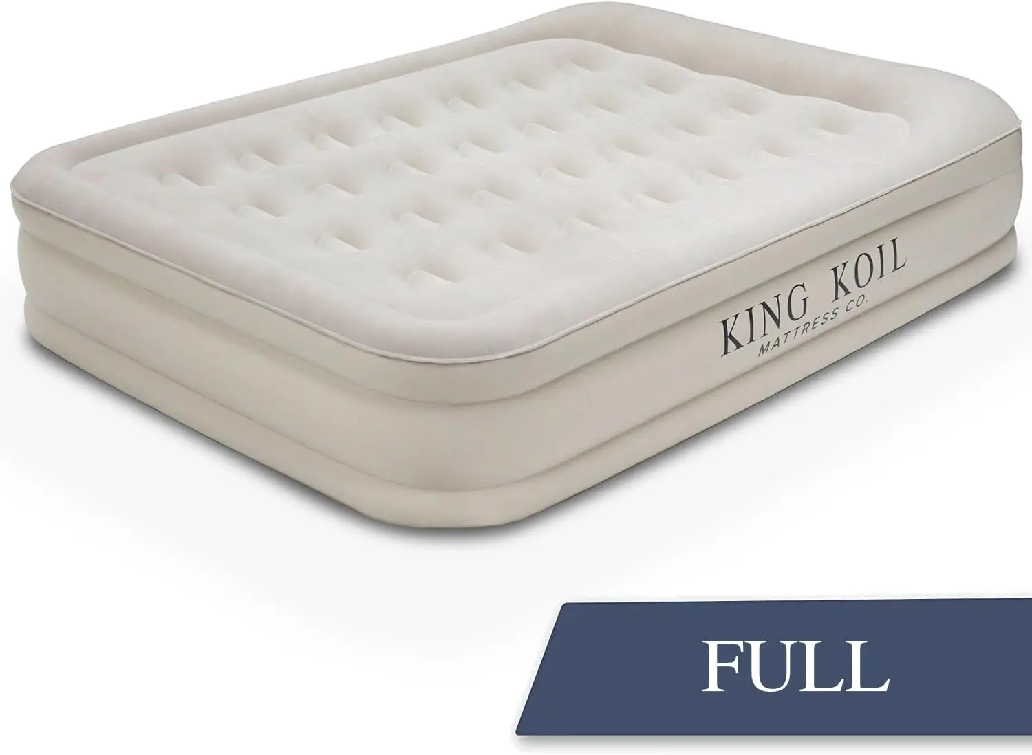 Koil Luxury Air Mattress 16in Full Size Beige with Built-in Pump for Home, Camping & Guests-Inflatable Airbed Luxury Double High