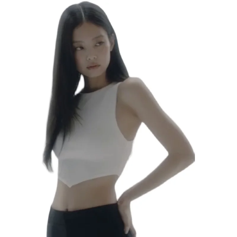 

Kpop корейский певец ночной клуб сексуальная кофта для девушек кроп-топы женские летние уличные модные топы Топ уличный вязаный жилет на бретельках