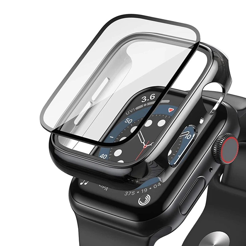 Vetro + Cover Per Apple Watch Case 45Mm 41Mm 44Mm 40Mm 42Mm 38Mm Iwatch Accessorie Pellicola Salvaschermo Apple Watch Serie 7 6 Se 5 3