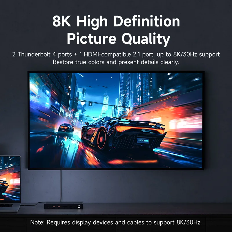 Hagibis Thunderbolt 4 Hub with Dual Monitor 8K/4K Display Dock 40Gbps Docking Station Thunderbolt Certified for Macbook Windows