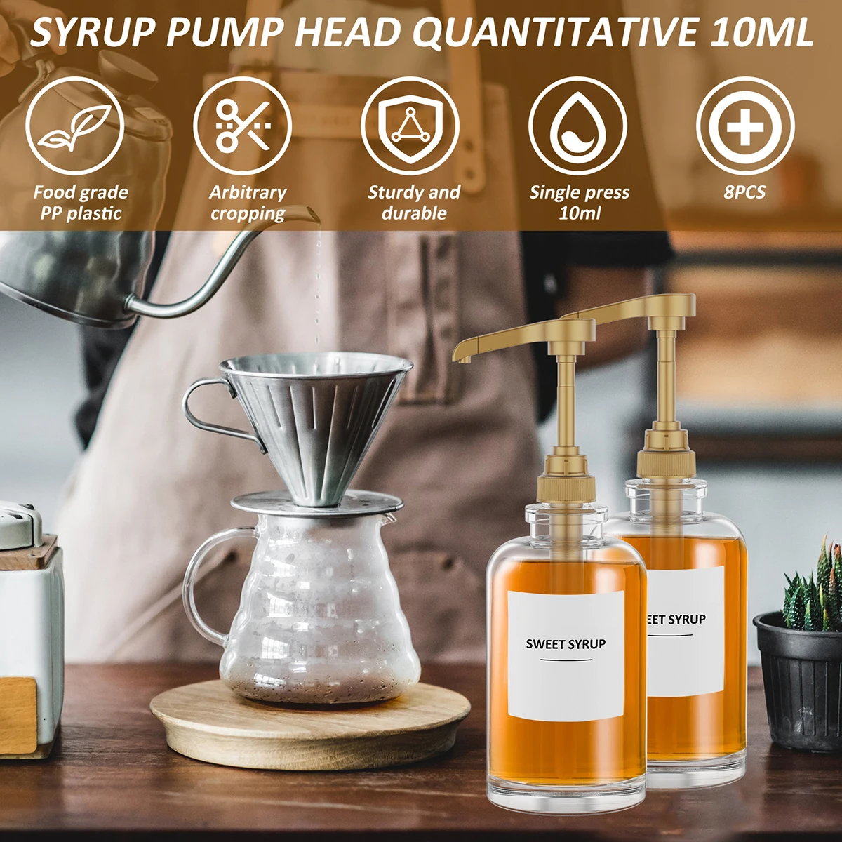 8Pcs Coffee Syrup Pump Coffee Milk Tea Dispenser Syrup Pump Liquid Dispenser  for 750ml Juice Bottle Dispenser Pump Kitchen Tools - AliExpress