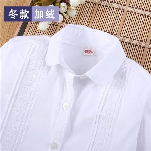 new summer spring lace cotton solid White baby kids girls Blouse white shirts with Short sleeves for children girls