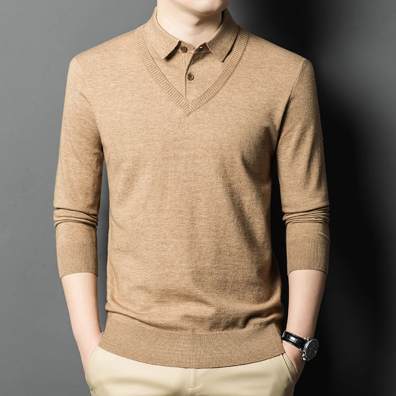 

Мужская рубашка-поло с длинным рукавом, Повседневная рубашка-поло с контрастным принтом, в европейском и американском стиле, весна-осень 2024