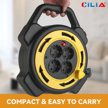 Cilia 10M,Retractable Extension Cord Reel 10M Multi-Tap Power 3000W Indoor/Cable Reel With 4 Sockets Extension,For Home,Garden 1