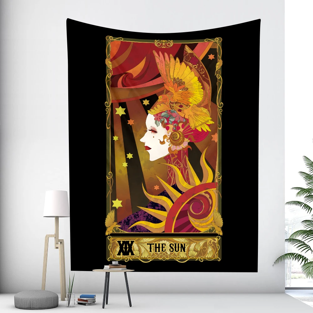 Tarot Psychedelic Scene Home Decor Tapestry Witchcraft Hippie Boho Pretty Room Wall Decor Wall Hanging