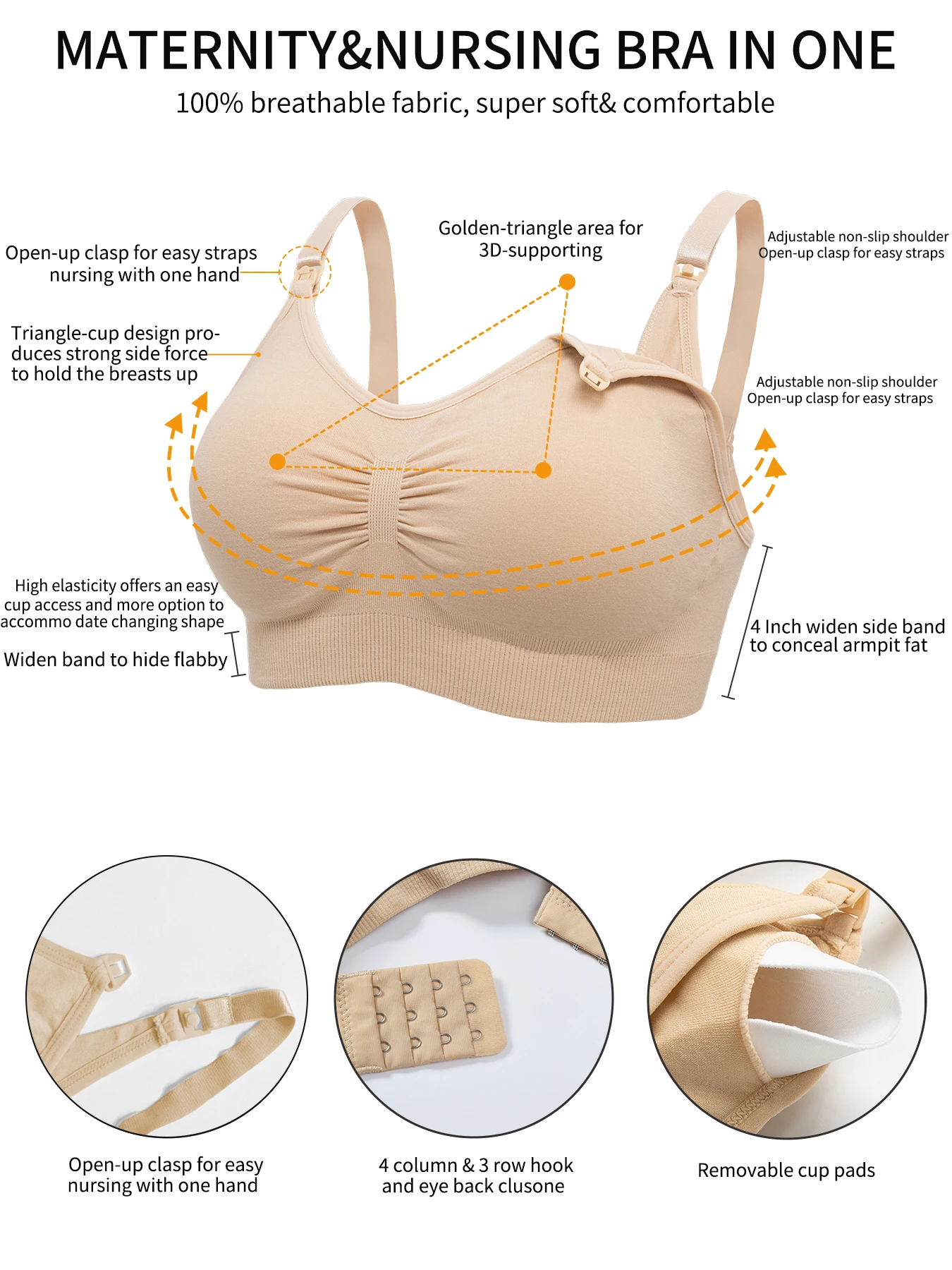 3PCS/lot High Quality Plus Size Nursing Bra Breathable Women Breastfeeding Underwear Seamless Maternity Bra Push Up 3