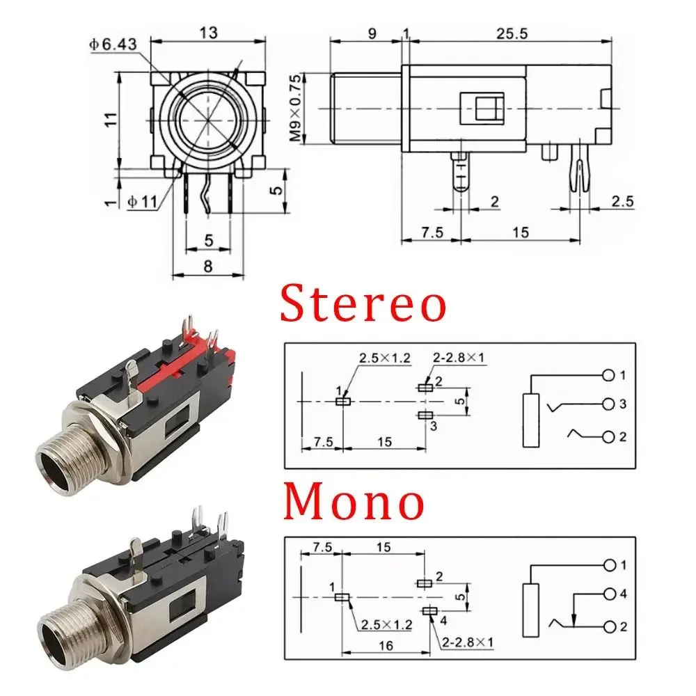 Premium 6.35mm Audio Connector with Thread Lock System