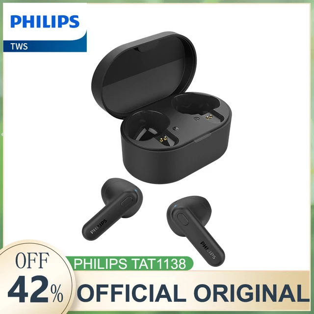 Philips TAT1138 Earphone Wireless Bluetooth 5.3 Headphone HiFi Stereo Sport Earbuds HD Mic Call Headset Fast Charging Long Life 1