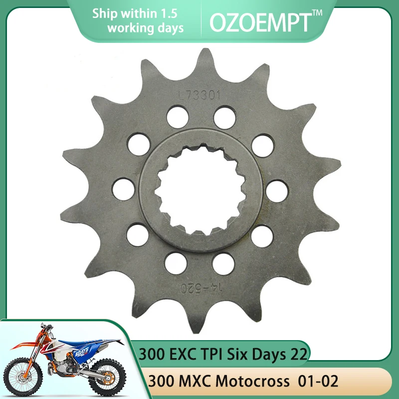 

OZOEMPT 520-14T Motorcycle Front Sprocket Apply to 300 EXC TPI Six Days,EXC Six Days,EXC Enduro,MX,MXC Motocross,SX Motocross