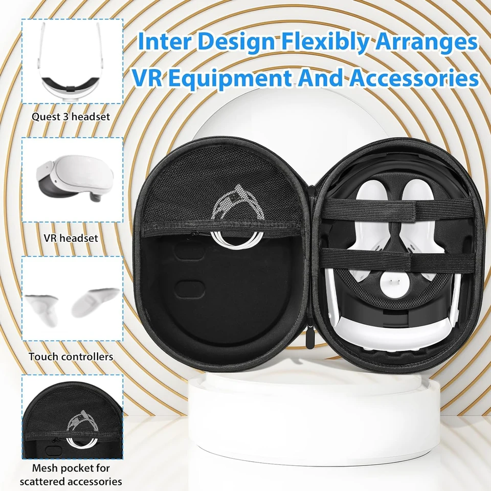 Aubika Hoes voor Meta Quest 3, harde case voor Oculus Quest 3 accessoires, compatibel met Quest
