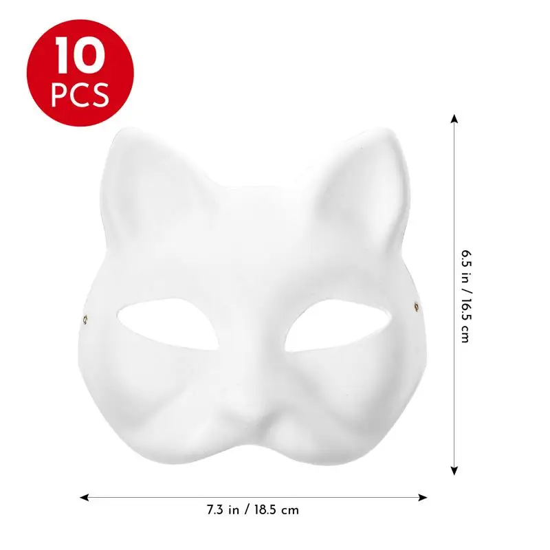 10pcs DIY Mask Paint Halloween Cosplay Mask DIY Paintable Blank Mask Cat  Face Masks Masquerade Cosplay Dance Party Masks Маска