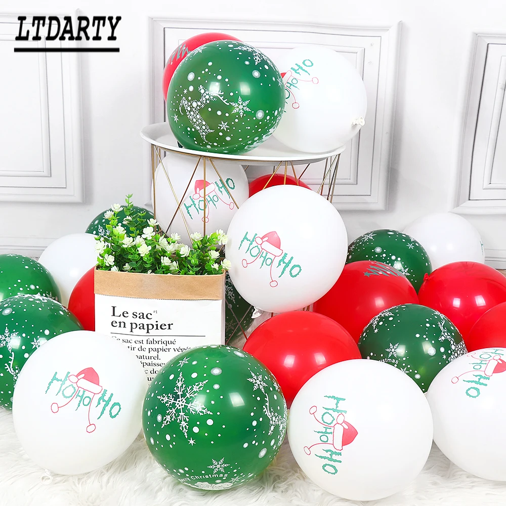 12 Merry Christmas Printed Balloons - Red & Green Helium Or Air Party Decor (UK)