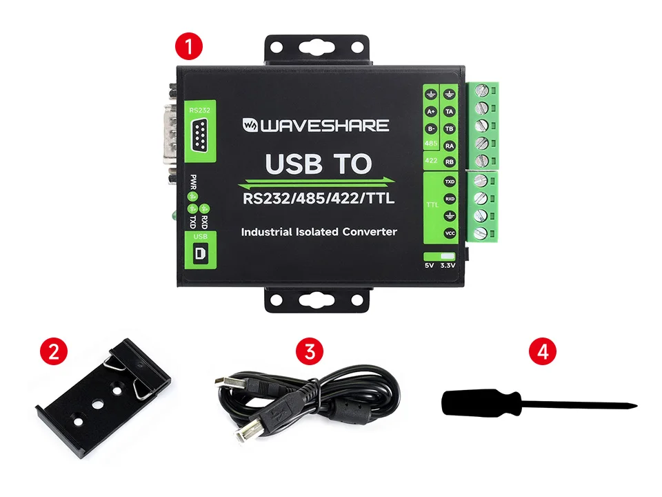 FT232RNL USB TO RS232/485/422/TTL Interface Converter Industrial Isolation Alumi