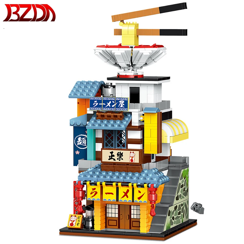 BZDA City Japan Mini Street View Ramen House Convenience Store Gaming Room Model Building Blocks For Toy Children Christmas Gift | Игрушки и