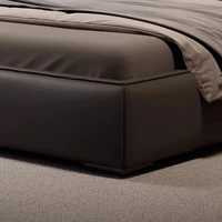 Lit double avec dossier souple, cadre de lit moderne de luxe, table de chevet, meubles de maison en bois massif, décoration esthétique pour chambre à coucher 6