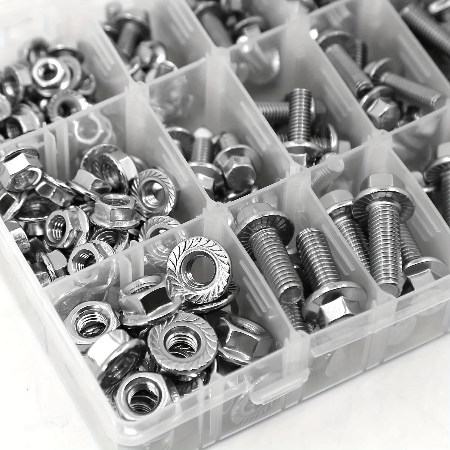 240PCS M5 M6 M8 Flanged Bolts and Nuts Kit, Stainless Steel 304 Metric Flanged Hex Screws Nuts Includes 14 Most Common Sizes