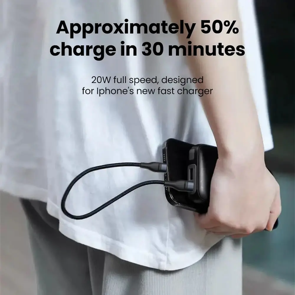 รูปสินค้า สายชาร์จ USB-C 0.25 เมตร ชาร์จเร็ว ทนทาน พกพาสะดวก