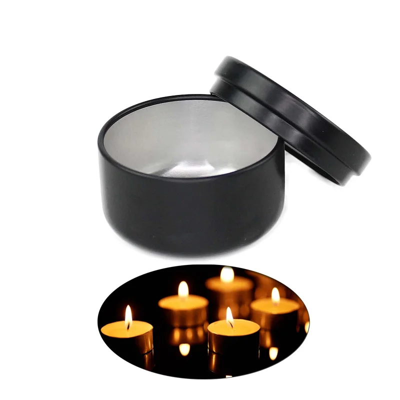 1.7oz Metal Candle Tins (10-Pack, Black); Round Containers with Lids for Party Favors, Candle Making, Spices, Gifts, Women's, Size: 1.7 oz