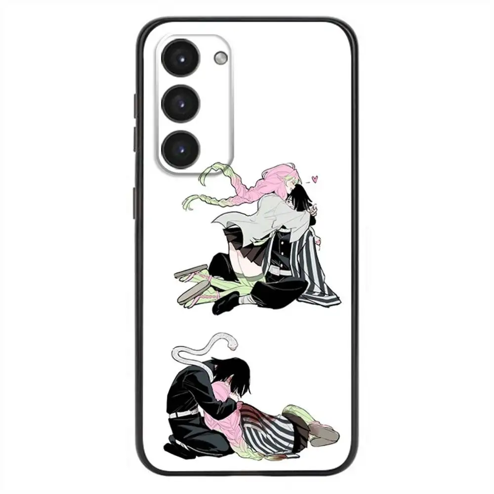 Elegant Mitsuri & Obanai Soft Silicone Black Phone Case