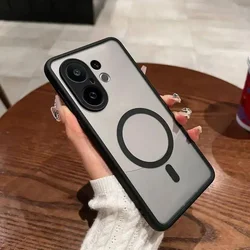 Luxury Transparent Magnetic Matte Protective Case, Shockproof for Vivo S30 Pro (Black)