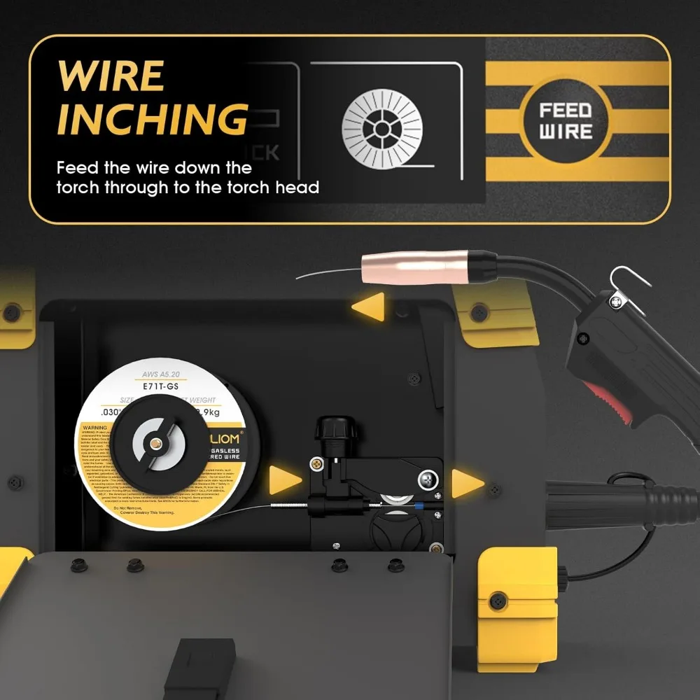 135A MIG Welder Flux Core 110V  Gasless Flux MIG/Lift TIG/Stick 3 in 1 Welding Machine IGBT DC Inverter with LCD Display 5