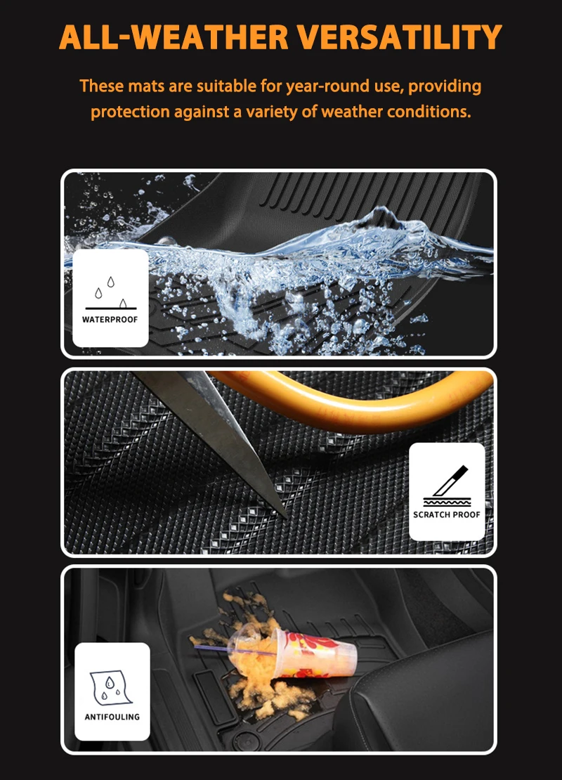 VASTZ Fits BYD ATTO 3 Floor Mat Left Right Rudder Waterproof Wear-resistant Heavy Duty Floor Liner All Weather TPE Cargo Liner