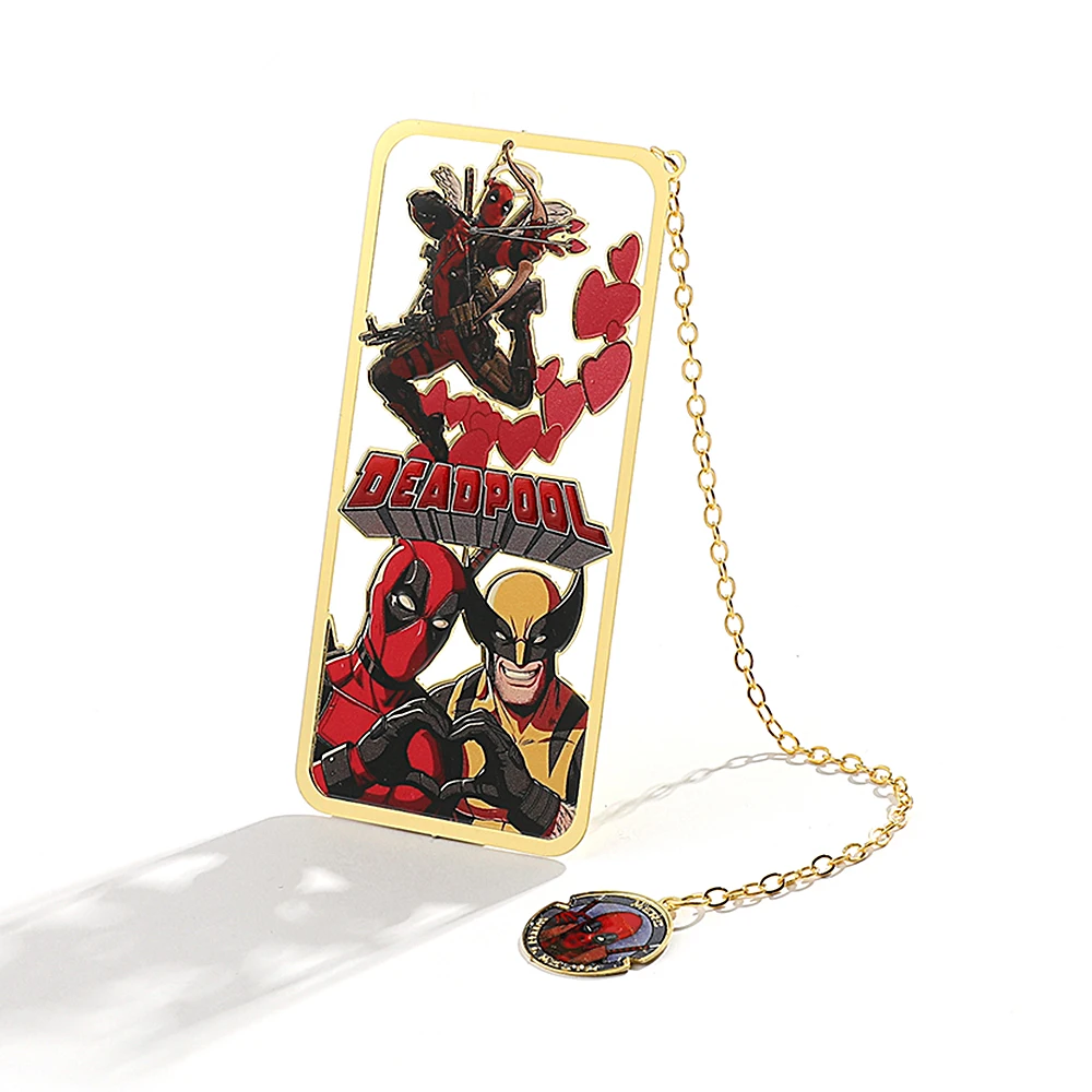 Metal Bookmark Bookmarks Stationery Supplies Explosive Metal Bookmark-Wolverine and Deadpool with Chain Pendant Bookmarks Reading Marker Gift for Book Lovers