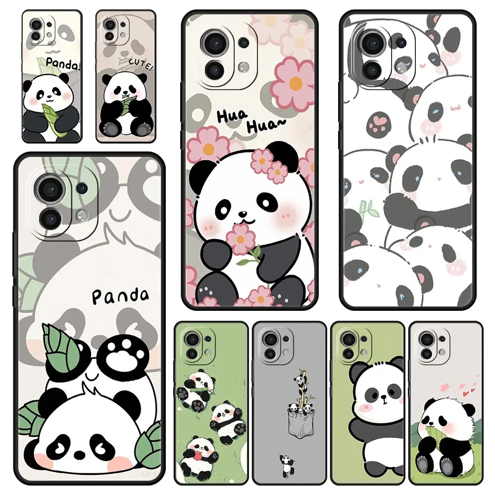 Cute Panda Climbing Bamboo Soft Black Phone Case