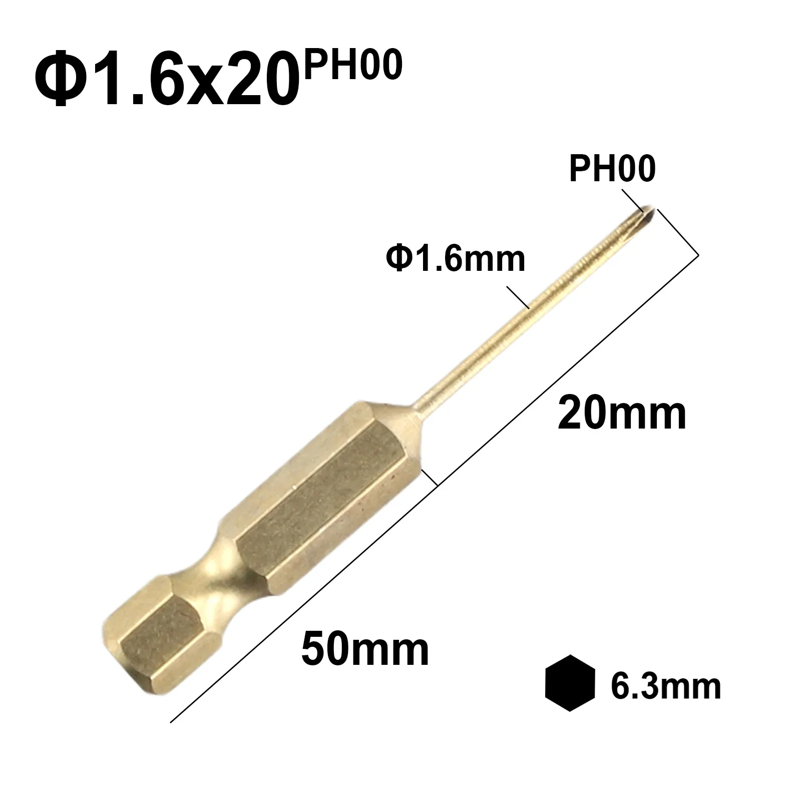 

50mm 1/4inch Hex Shank Screwdriver Bit Electric Impact Drill PH00 /PH0/ PH1 /PH2 Dia 1.6/2.0/2.5/3.0/3.5/4.0/4.5/6.0mm