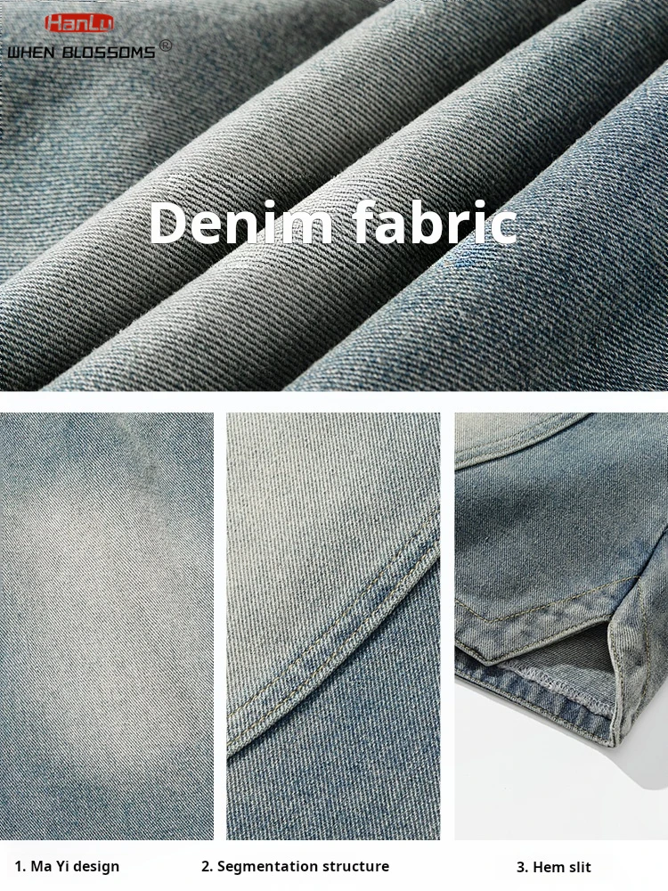 Vintage Washed Denim Shorts Men Summer Loose Fit Split Design Casual Streetwear American Fashion Cargo Jean Shorts