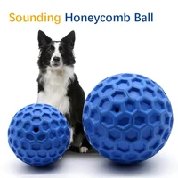 New Dog Toys Bite Resistant Interactive Throwing Sound Honeycomb Balls Natural Rubber Teething Clean Teeth Toys Pet Products 1