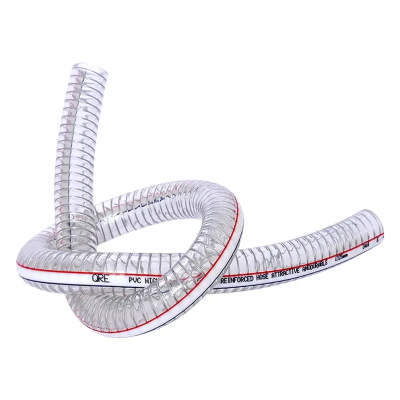 Tubo flessibile a spirale in filo di acciaio PVC trasparente extra