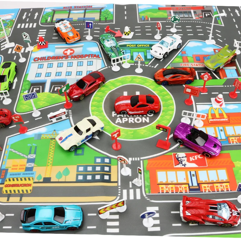 Portable Car City Scene Traffic Highway Map Play Mat Educational