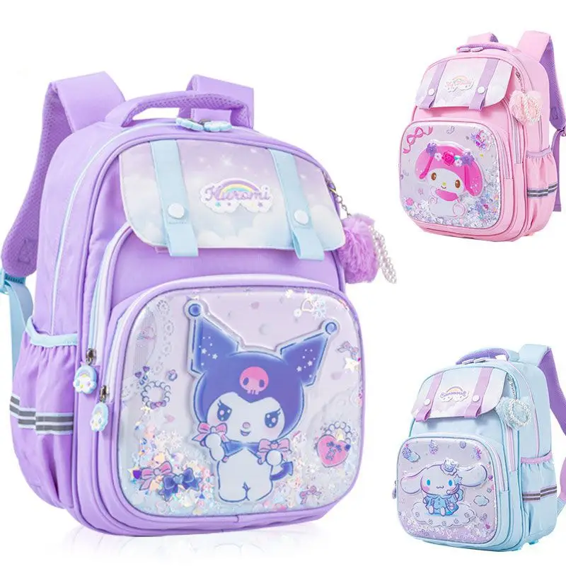 

Sanrioed Kuromi Melody Cinnamoroll Hello Kitty Children Backpack Cute Schoolbag Student Cartoon Large Capacity Shoulder Bag Gift