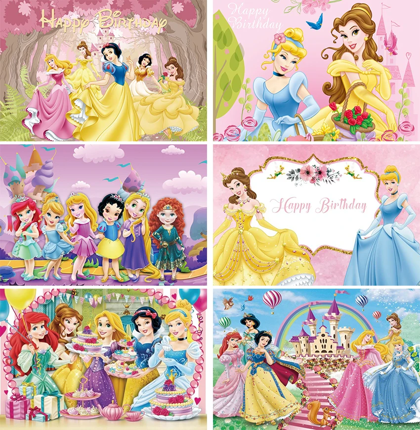 Fondos de fiesta de Princesas de Disney, fondos de decoración, fondos de  fotografía de vinilo para sesión de fotos para niñas, suministros para  fiesta de cumpleaños - AliExpress