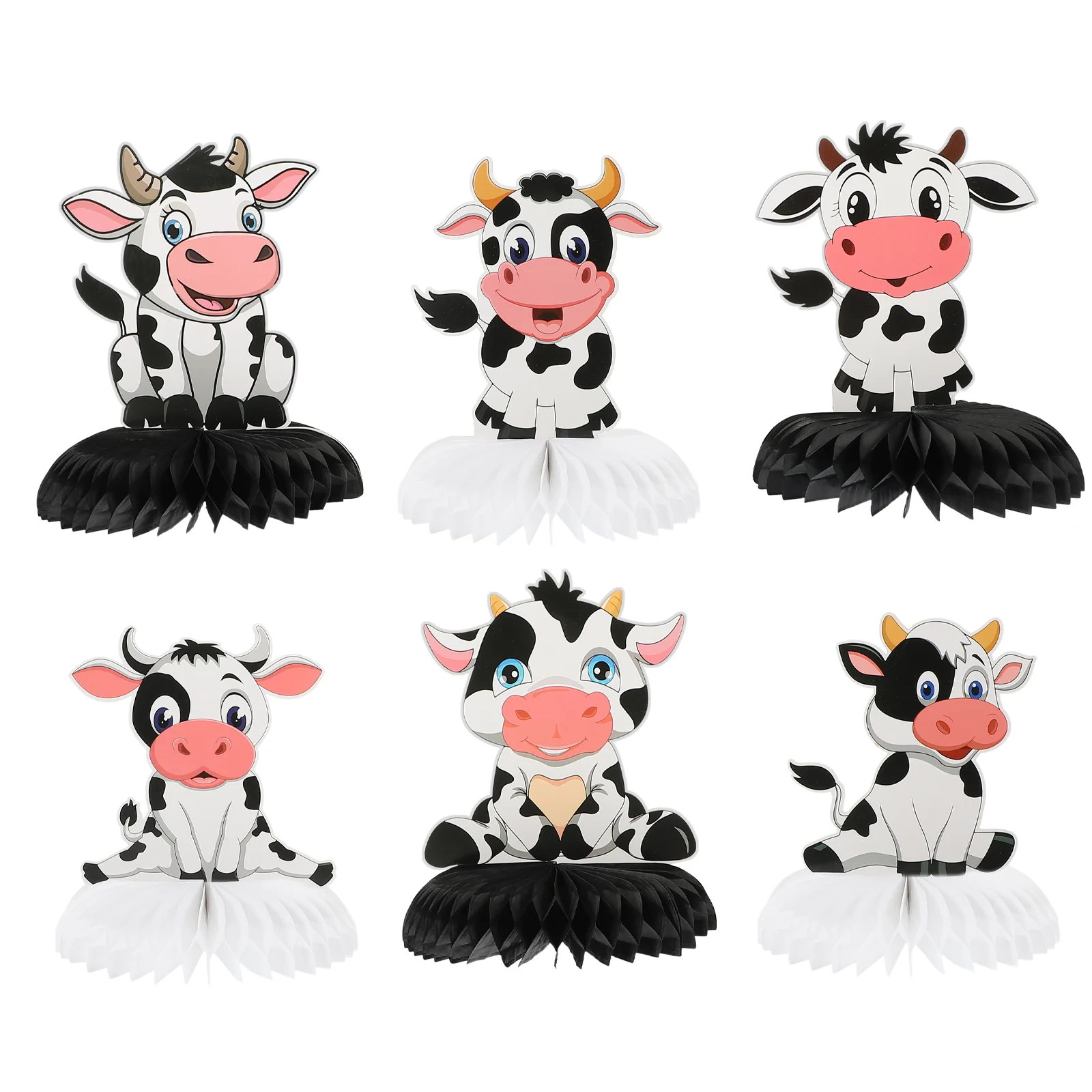 

6Pcs Cow Honeycomb Table Centerpieces Farm Animal Cow Theme Honeycomb Table Topper for Cow Birthday Party Supplies Party Favors