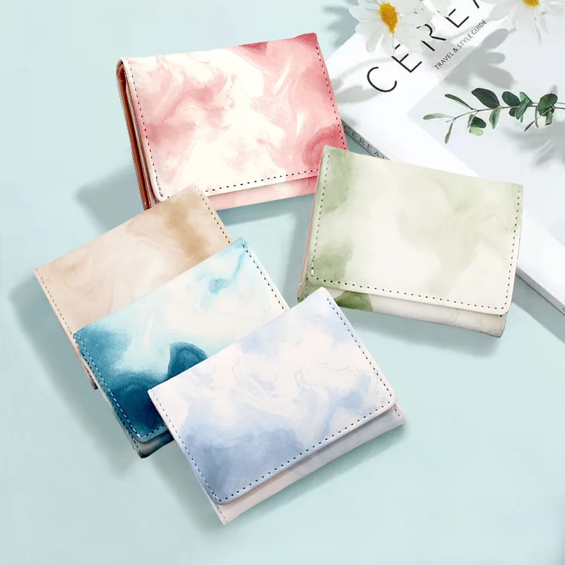 

Tie-dye Three Folding Wallets for Women Fashion Fresh Short Purses Card Holders Color Halo Dyeing Coin Purses Women's Wallet