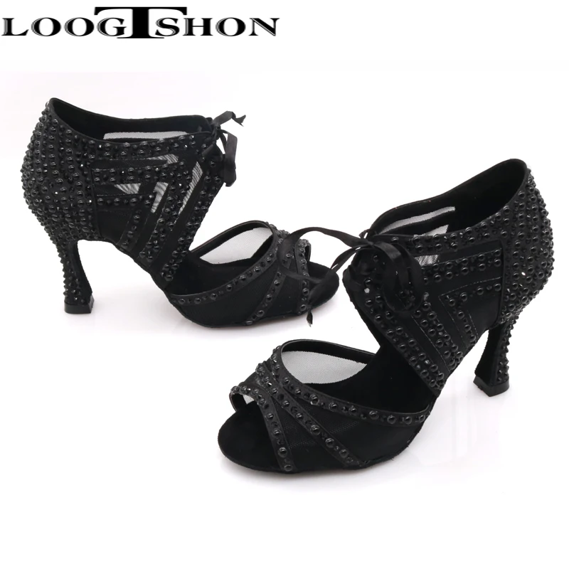 LOOGTSHON Wedding Shoes For Women Salsa Dance Shoes Woman Sandals With Platform Silver Dance Shoes Rhinestone