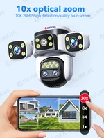 Caméra de sécurité extérieure WiFi6 20MP avec zoom optique 10X, quatre objectifs, trois écrans, suivi automatique, double objectif 6K, étanche, caméra CCTV WiFi 10K 3